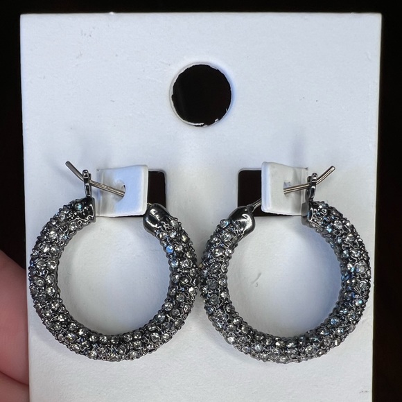 NWT Express Rhinestone Pavé Hoops in Gold Tone or Black - Picture 10 of 10